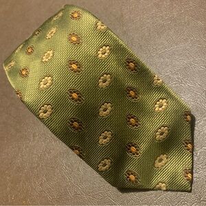 Massimo Bizzocchi Silk Neck Tie Green & Yellow Geometric